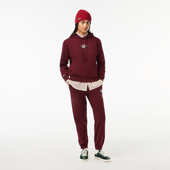 NEW LACOSTE Women's Size 2 Logo Printed Sweatpants Red - Picture 2 of 11